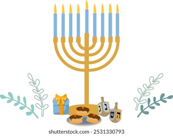 hanukkah Element, Licht, dreidel, Geschenk, Menora