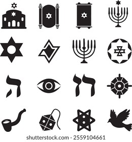 hanukkah elements sets silhouette vector design