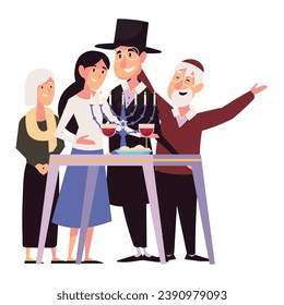 hanukkah family happy illustration isolated