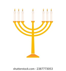 Hanukkah. Festival of Lights, Jewish celebration. lamp of seven candles. Vector illustration