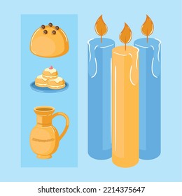 hanukkah festive, icon set design