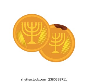 hanukkah gelt coins isolated illustration