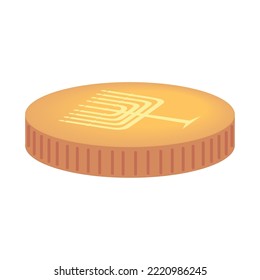 hanukkah gold coin icon isolated style