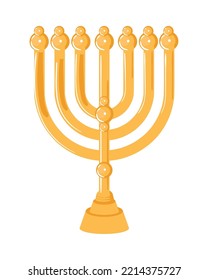 hanukkah gold menorah icon isolated