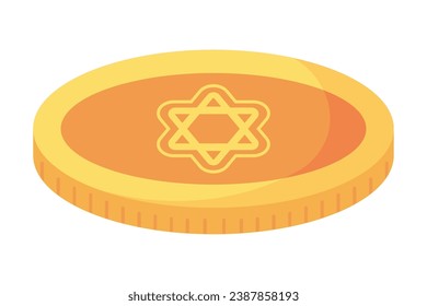 hanukkah golden coin illustration isolated