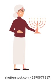 hanukkah grandmother character illustration isolated