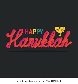 Hanukkah Greeting Banner With 3D Lettering Text. Vector