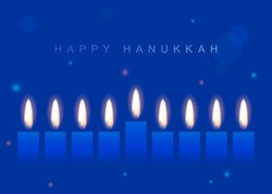 Hanukkah Greeting Card With Candles. Happy Hanukkah, Jewish Holiday Background. Vector Hanukkah Background With Menorah