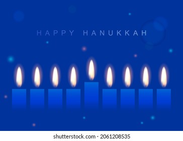 Hanukkah greeting card with candles. Happy Hanukkah, Jewish holiday background. Vector Hanukkah background with menorah