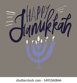 Hanukkah greeting card. Hand lettering for your design