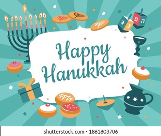 Hanukkah greeting card. Jewish Festival of Light