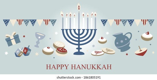 Hanukkah greeting card. Jewish Festival of Light