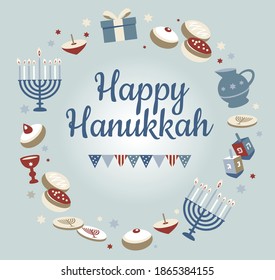 Hanukkah greeting card. Jewish Festival of Light