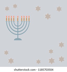 Hanukkah greeting card with lamp and a six-pointed star. EPS 8