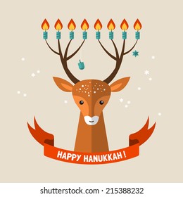 Hanukkah holiday greeting card design. Vector illustration