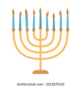 Hanukkah holiday Menora flat design icon. Vector eps10 illustration.