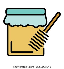 Hanukkah honey jar icon. Outline hanukkah honey jar vector icon color flat isolated on white