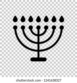 Hanukkah icon or menorah lamp. Outline Jewish Candles. Black symbol on transparent background