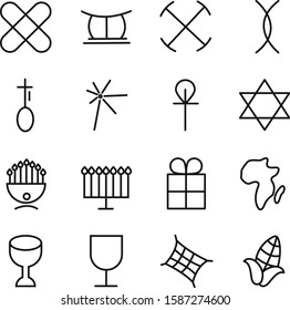 Hanukkah icon set. Outline set of hanukkah vector icons for web design. 