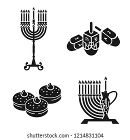 Hanukkah icon set. Simple set of hanukkah vector icons for web design on white background