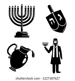 Hanukkah icon set. Simple set of hanukkah vector icons for web design on white background