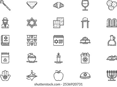 Hanukkah icons collection is a vector illustration with editable stroke.