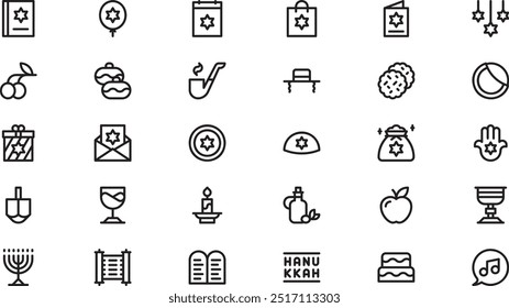 Hanukkah icons High-Quality Vector Icons Collection with Editable Stroke. Ideal for Professional and Creative Projects.