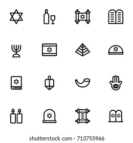 Hanukkah Icons Set Jewish Holiday Hanukkah Symbol Set