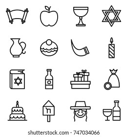 Hanukkah icons set jewish holiday hanukkah symbol set