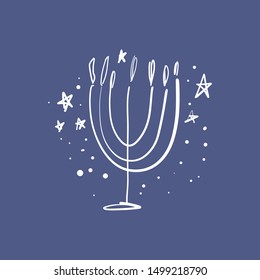 Hanukkah illustration. Hand drawn candles and stars for your design
