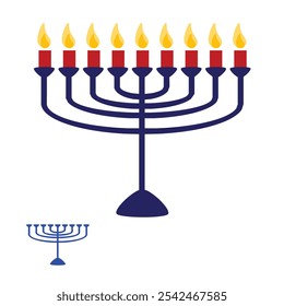 Hanukkah Illustration von neun Kerzen oder Menorah