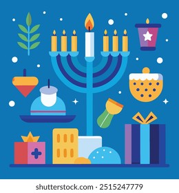 Hanukkah, Image Vectors Color Button Phone