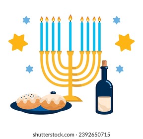 hanukkah jewish celebration illustration design