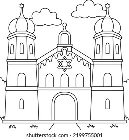 Hanukkah Jewish Church Coloring Page for Kids