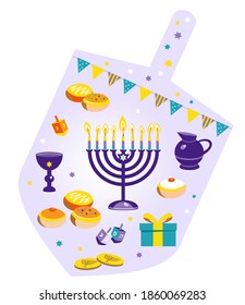 Hanukkah, the Jewish Festival of Light with Jewish symbols