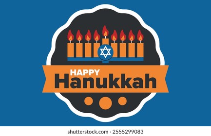 Hanukkah. Jewish festival. Festival of Lights. Traditional menorah. Candles. Star of David. Happy holiday banner. Creative art template. Vector illustration