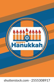 Hanukkah. Jewish festival. Festival of Lights. Traditional menorah. Candles. Star of David. Happy holiday banner. Creative art template. Vector illustration