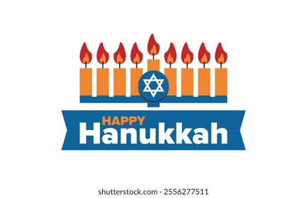 Hanukkah. Jewish festival. Festival of Lights. Traditional menorah. Candles. Star of David. Happy holiday banner. Creative art template. Vector illustration