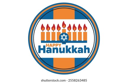 Hanukkah. Jewish festival. Festival of Lights. Traditional menorah. Candles. Star of David. Happy holiday banner. Creative art template. Vector illustration