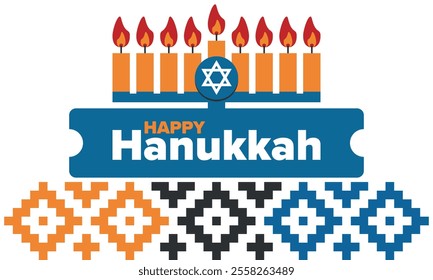 Hanukkah. Jewish festival. Festival of Lights. Traditional menorah. Candles. Star of David. Happy holiday banner. Creative art template. Vector illustration