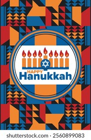 Hanukkah. Jewish festival. Festival of Lights. Traditional menorah. Candles. Star of David. Happy holiday banner. Creative art template. Vector illustration