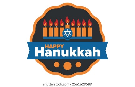 Hanukkah. Jewish festival. Festival of Lights. Traditional menorah. Candles. Star of David. Happy holiday banner. Creative art template. Vector illustration