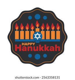 Hanukkah. Jewish festival. Festival of Lights. Traditional menorah. Candles. Star of David. Happy holiday banner. Creative art template. Vector illustration