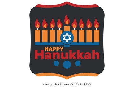 Hanukkah. Jewish festival. Festival of Lights. Traditional menorah. Candles. Star of David. Happy holiday banner. Creative art template. Vector illustration