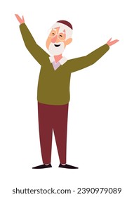 hanukkah jewish grandpa illustration isolated