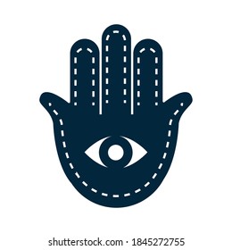 hanukkah, jewish hamsa holiday celebration religion silhouette icon vector illustration
