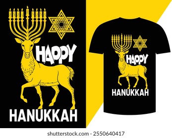 Hanukkah, Jewish Holiday, Happy Hannukah - message, Word-Text, jew holidays background decor T-shirt Design.
