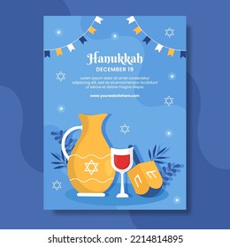 Hanukkah Jewish Holiday Social Media Post Flat Background Cartoon Hand Drawn Templates Illustration