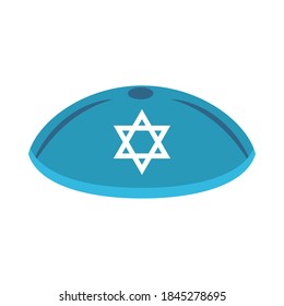 hanukkah, jewish kippah with star flat icon vector illustration