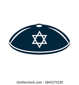 hanukkah, jewish kippah with star silhouette icon vector illustration